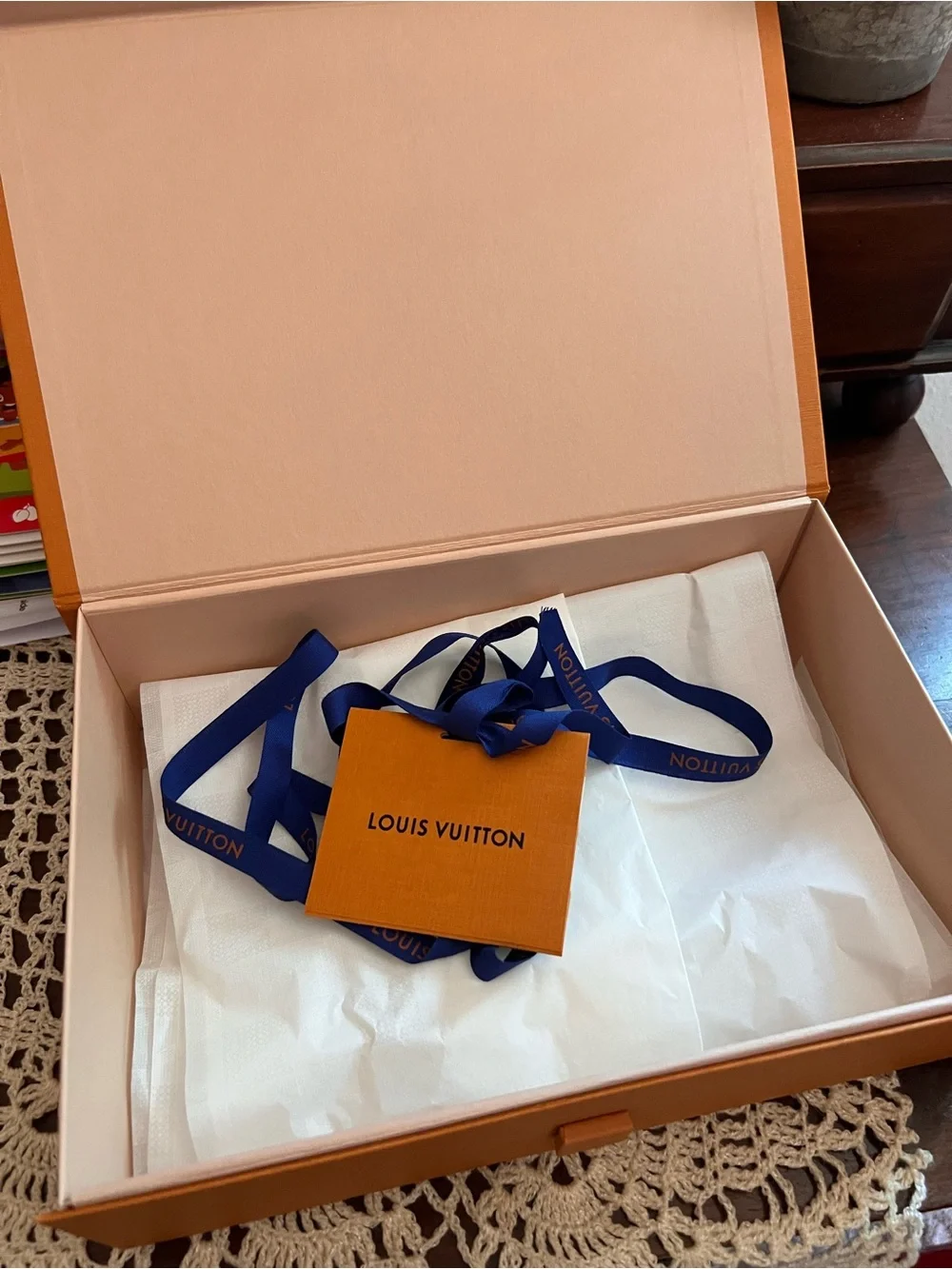 Authentic Louis Vuitton Empty Medium Gift Box 7” X 11” X 3” Ribbon Note Card